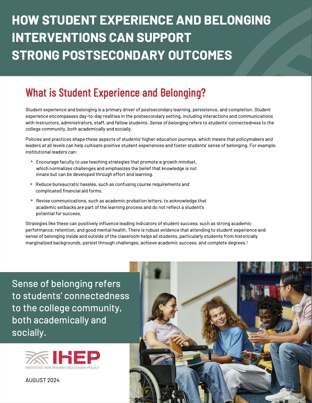 How Student Experience and Belonging Interventions Can Support Strong Postsecondary Outcomes